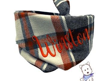 Plaid Dog Bandana Personalized; Fall Dog Bandana Personalized; Fall Plaid Dog Bandana; Thanksgiving Dog Bandana