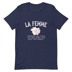 La Femme Graphic Tee Vintage French Shirt Minimalist Womens Tshirt Trendy Graphic Shirt Unisex Soft Cotton Tee Chic Aesthetic Gift for Her Navy