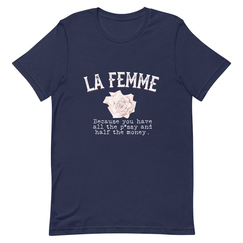 La Femme Graphic Tee Vintage French Shirt Minimalist Womens Tshirt Trendy Graphic Shirt Unisex Soft Cotton Tee Chic Aesthetic Gift for Her Navy