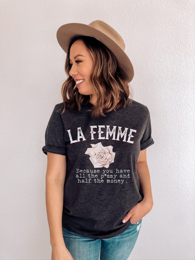 La Femme Graphic Tee Vintage French Shirt Minimalist Womens Tshirt Trendy Graphic Shirt Unisex Soft Cotton Tee Chic Aesthetic Gift for Her Dark Grey Heather