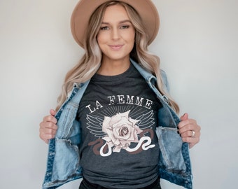 La Femme Shirt, La Femme Tee, Womens Vintage Tee, Beth Dutton Shirt, Inspired by Yellowstone, Rocker Shirt, Band T Shirt, Band Shirt,Vintage