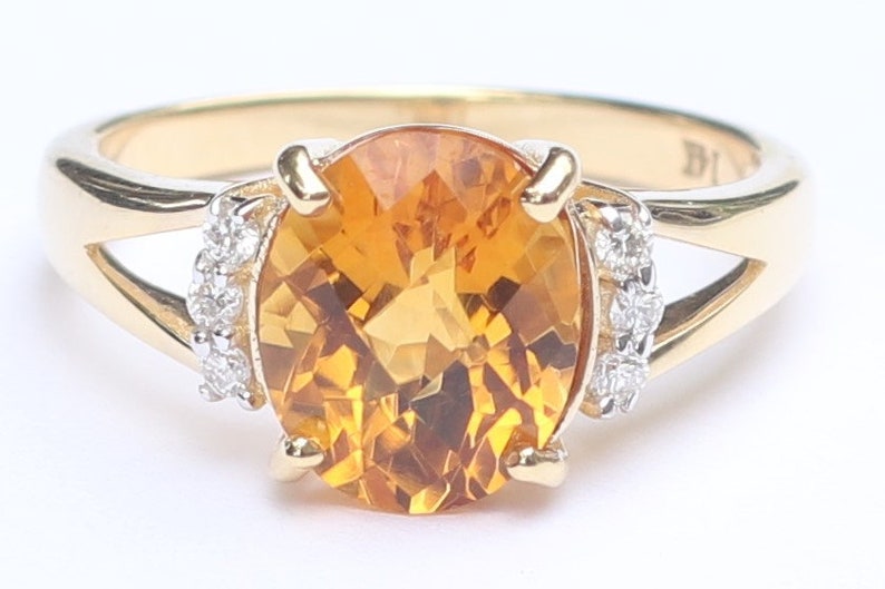 Solid 14k yellow Gold Natural Amethyst Natural Diamond Ring Natural Amethyst Jewelry