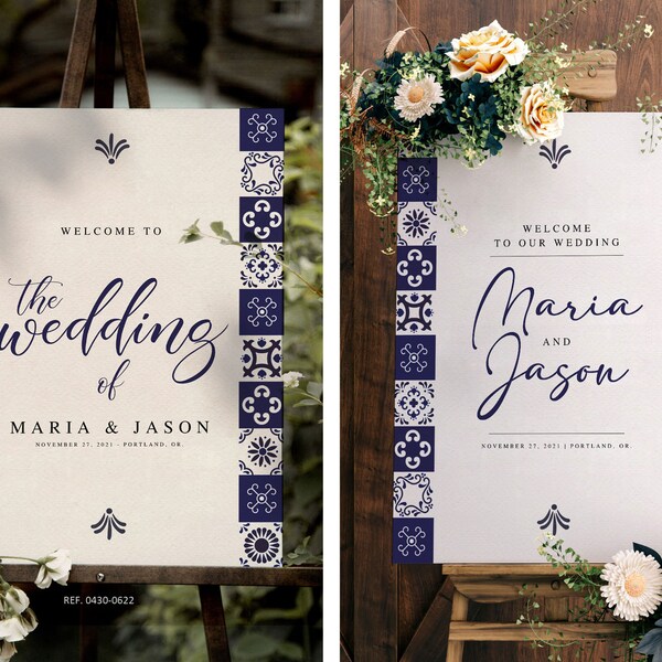 Mexican Theme Welcome Sign Template, Welcome Sign Template, Talavera Style, Wedding Welcome Sign, Boda Mexicana, INSTANT DOWNLOAD.