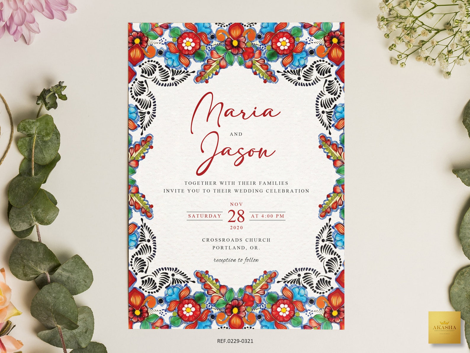 Mexican Theme Wedding Invitation Template Mexican Wedding | Etsy