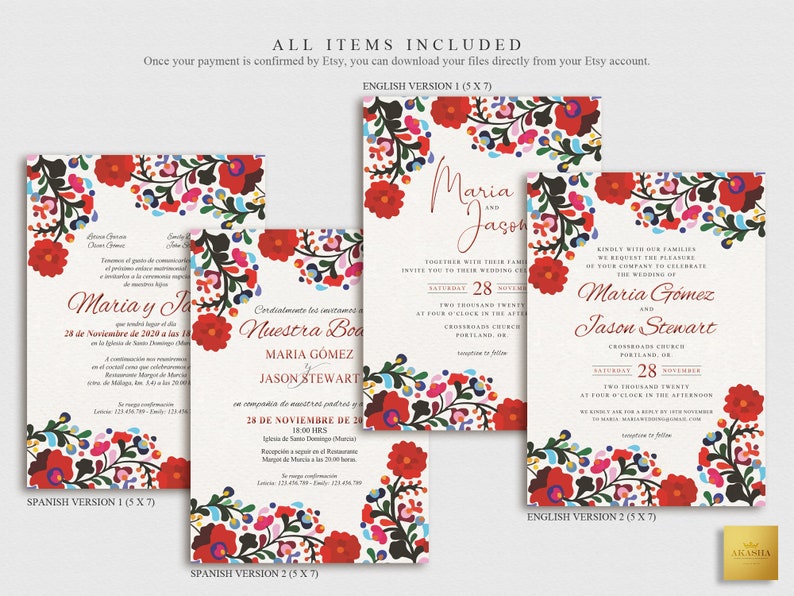Mexican Theme Wedding Invitation Template Mexican Wedding - Etsy