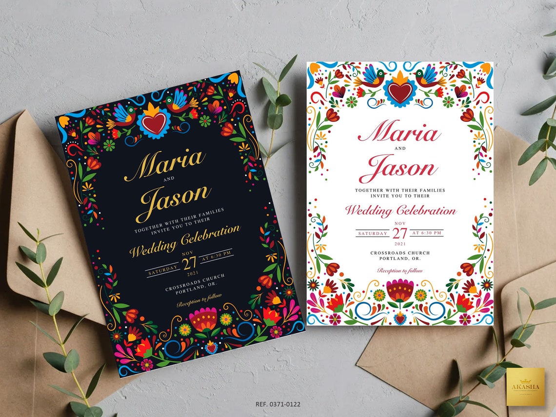 Mexican Theme Wedding Invitations 12 Templates B&amp;W Mexican - Etsy