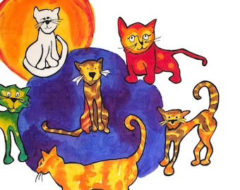 Cats! sweet little cats -  Pillowcase Painting Kit for Kids by Artburn