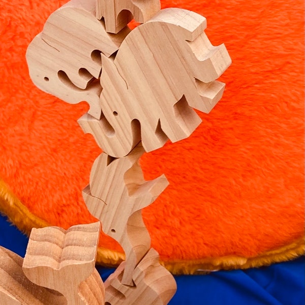 Elephants -Balancing Animals wooden stacking and balancing game by Tarata Toys:  gift boxed