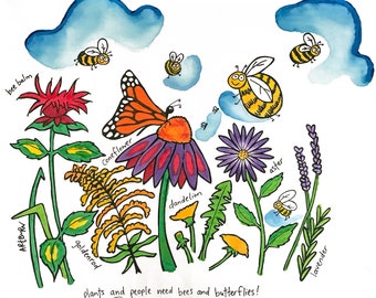 Pollinator Garden - Pillowcase Painting Kit for Kids - honey bees, monarch butterfly and flowers - by Artburn