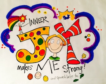 Inner Joy makes me strong...and spinach helps too! - Pillowcase Painting Kit for Kids by Artburn
