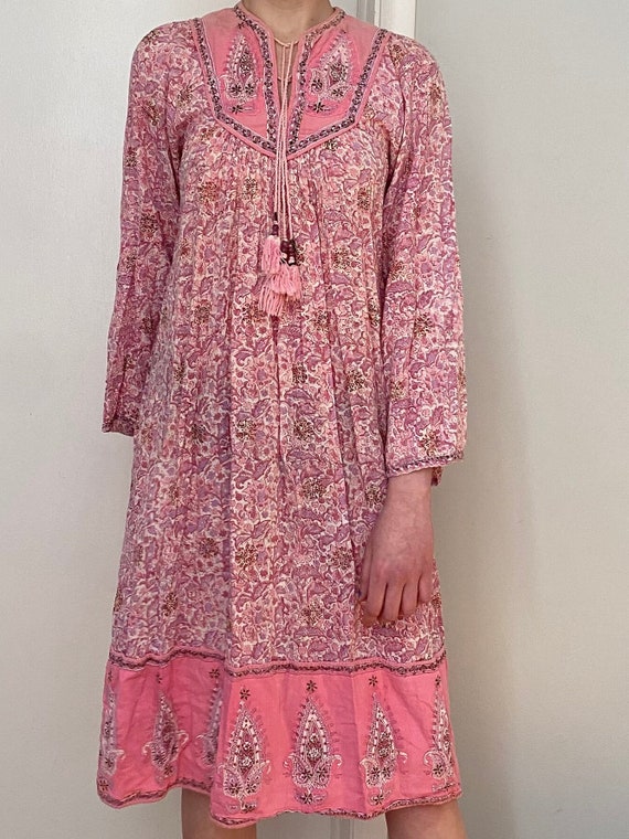 70s Supercraft Midi Indian Cotton Dress - image 1