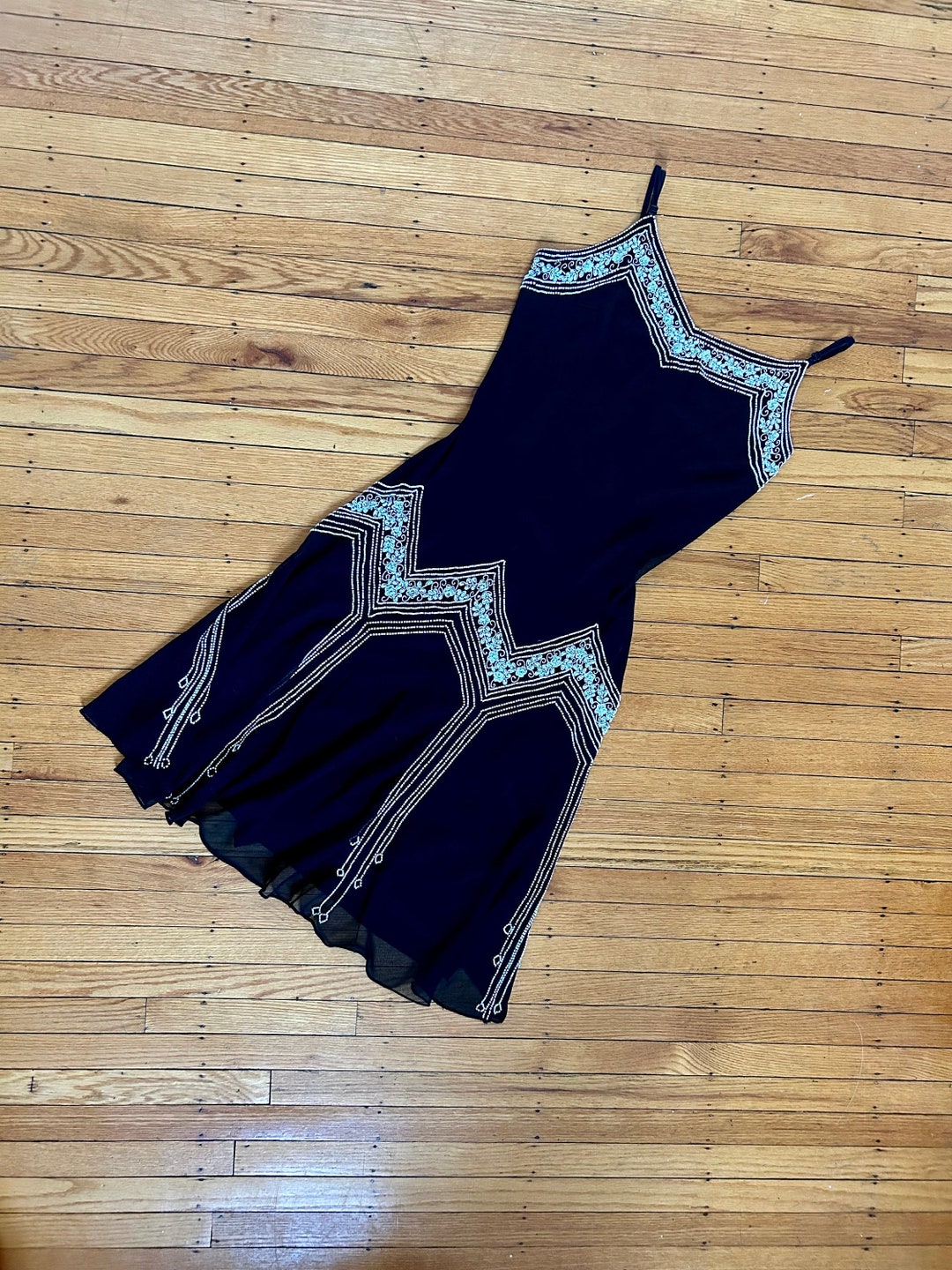 Y2K Beaded Spaghetti Strap Dress Etsy