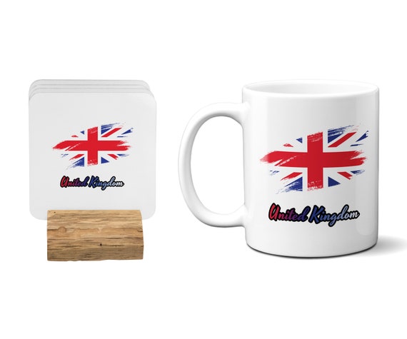 2 x sottobicchieri rotondi in scatola - bandiera Union Jack Regno Unito