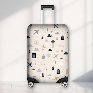 Minimal Scandinavian Air Travel Travel Luggage Suitcase Cover Wrap Protector