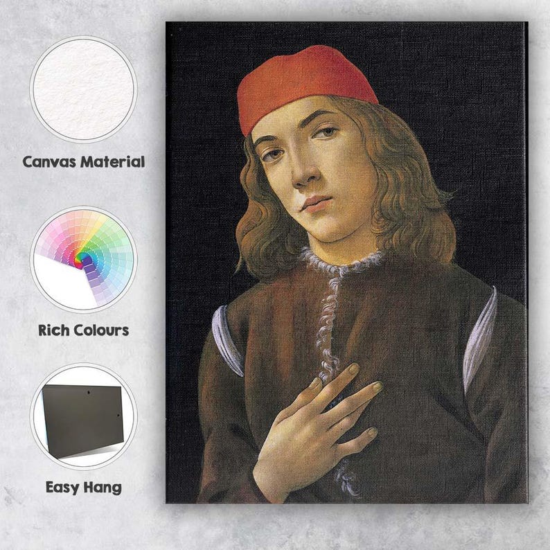 Renaissance Young Gentleman Portrait Red Cap Classical Canvas Wall Art Print Decor Picture Ready to Hang afbeelding 4
