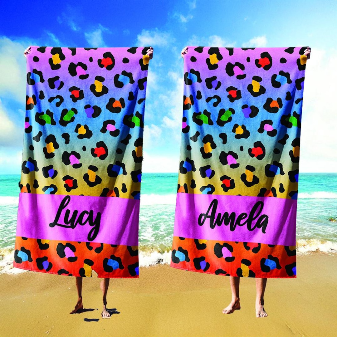 Personalised Name Leopard Print Multi Coloured Spot Soft Highly