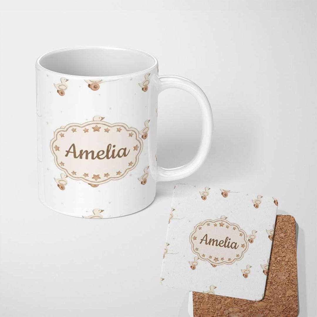 Personalized Custom Name Cute Wooden Duck Toy Seamless Pattern on Soft ...