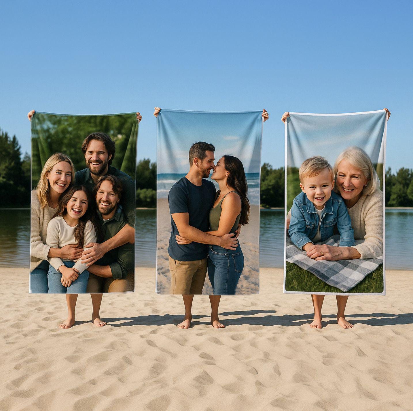 Upload Your Own Photo Personalised Custom Soft Highly Absorbent Beach Bath Sheet Towel Decoration Family Pet His Her House Warming Gift