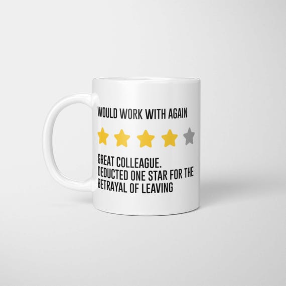 Farewell Review Mug | Funny Leaving Colleague Gift | Humour Coffee Cup for Workmates | Unique Goodbye Present | Office Tea Mug Joke Gift