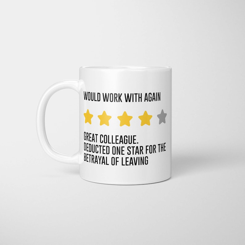 Farewell Review Mug | Funny Leaving Colleague Gift | Humour Coffee Cup for Workmates | Unique Goodbye Present | Office Tea Mug Joke Gift bild 1