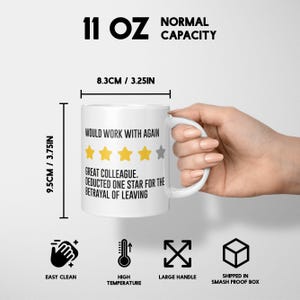 Farewell Review Mug | Funny Leaving Colleague Gift | Humour Coffee Cup for Workmates | Unique Goodbye Present | Office Tea Mug Joke Gift bild 4