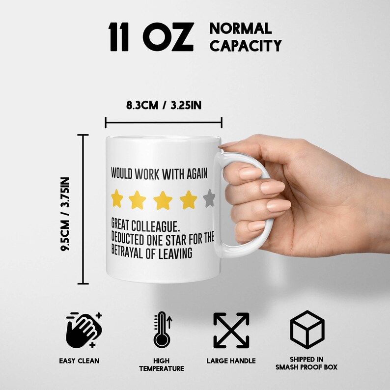 Farewell Review Mug | Funny Leaving Colleague Gift | Humour Coffee Cup for Workmates | Unique Goodbye Present | Office Tea Mug Joke Gift bild 4