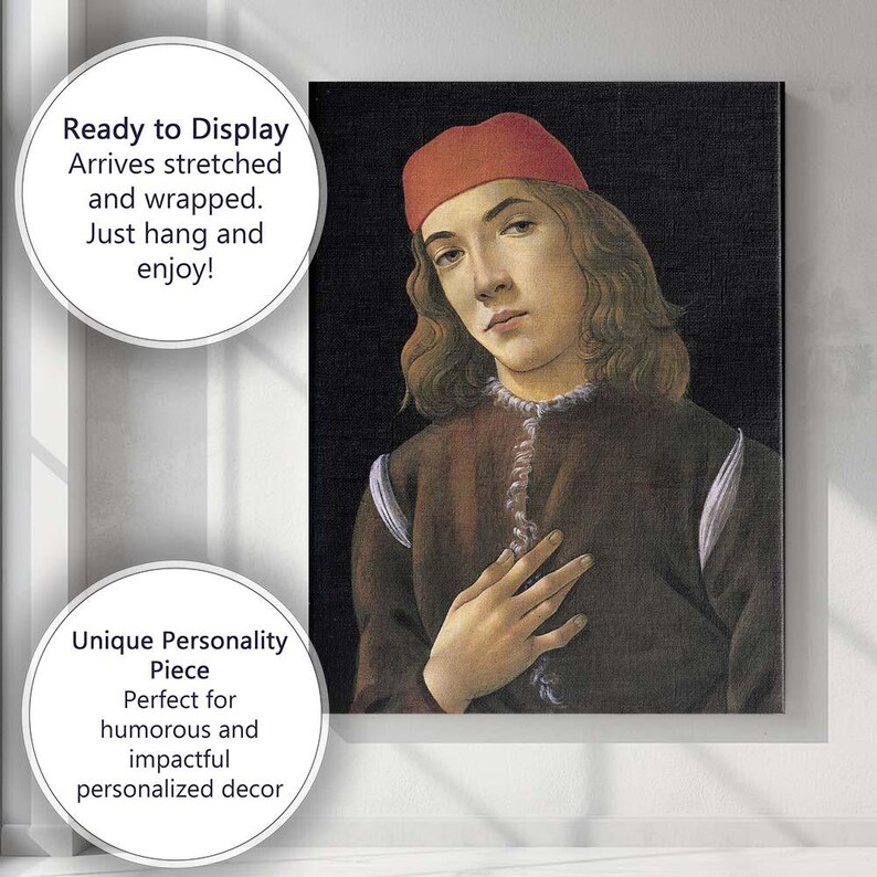 Renaissance Young Gentleman Portrait Red Cap Classical Canvas Wall Art Print Decor Picture Ready to Hang afbeelding 3