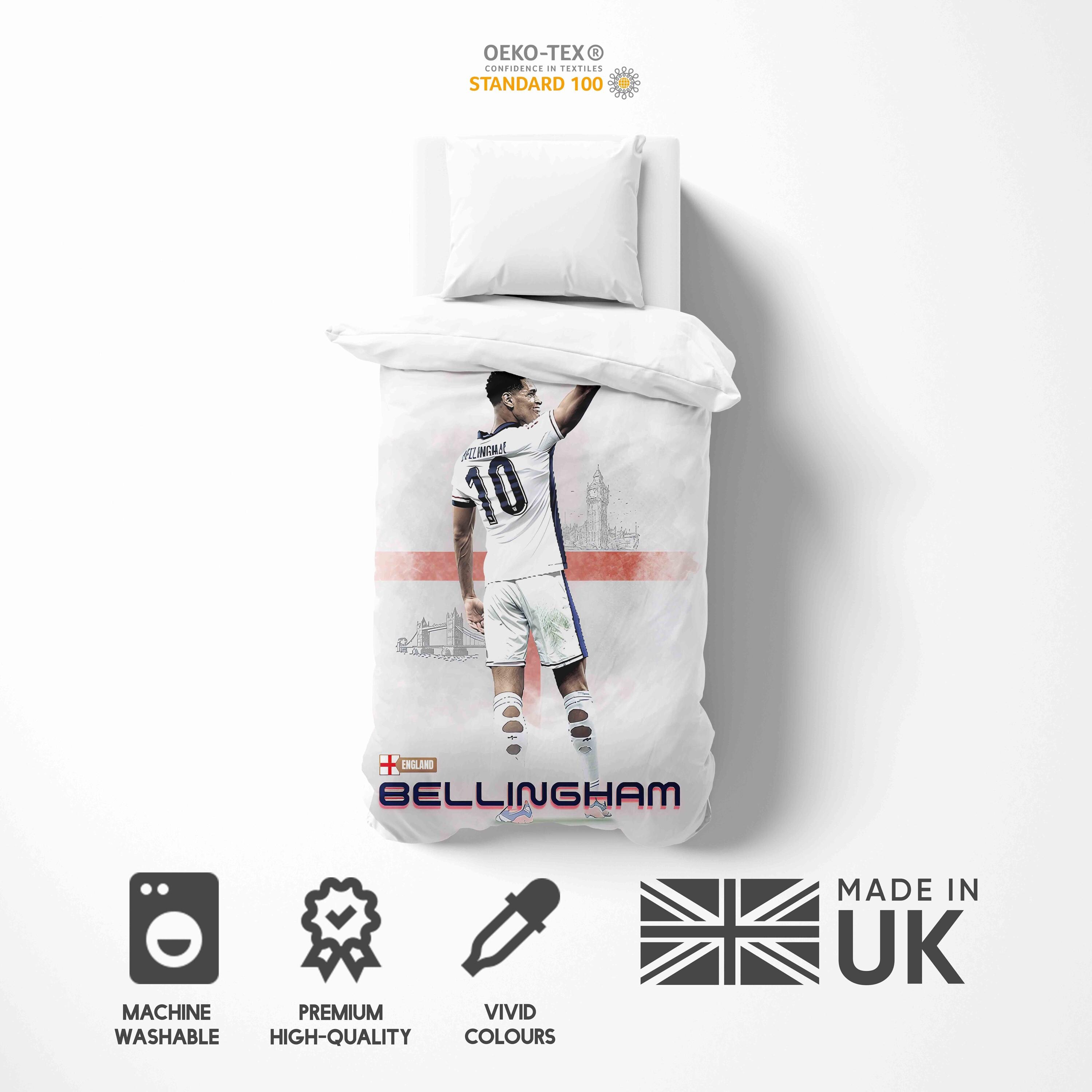 Shaari Jude Bellingham Dekbedovertrekset Real Madrid Soft Lichtgewicht Microfiber 3 Delige Beddengoedset Met 2 Kussenslopen Quilthoes Voor Kinderen Met Ritssluiting