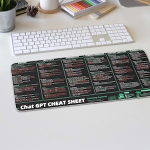 AI Prompt Cheat Sheet Gaming Mouse Mat XXL Large Desk Pad Extended Mousepad Coding Programming Gamer Setup Keyboard Pad Desk Accessories