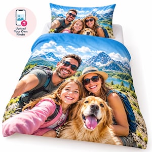 Upload Your Own Photo Personalised Customised Soft Single Size Bed Duvet Cover + Pillowcase Option Family His Her House Warming Gift