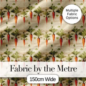Rustic Carrot Vegetable Botanical Vintage Seamless Pattern Digital Print Fabric by the Metre UK Sewing Quilting Textile