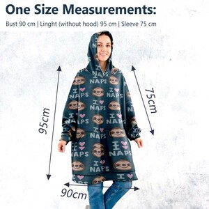 Sudadera con capucha extragrande para adultos con estampado de perezoso, manta ponible, sudadera con capucha de forro polar suave y esponjoso, jersey acogedor, lindo animal, estética relajante, regalo para amantes de las siestas imagen 6