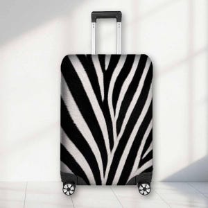 Zebra Print Luggage Cover Wild Animal Safari Jungle Striped Suitcase Protector Aesthetic Travel Accessory Holiday Gift for Wildlife Lover UK