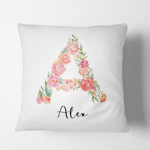 Alfabeto personalizado Nombre floral Letra inicial Cojín Funda de almohada Insertar relleno Regalo para él / ella