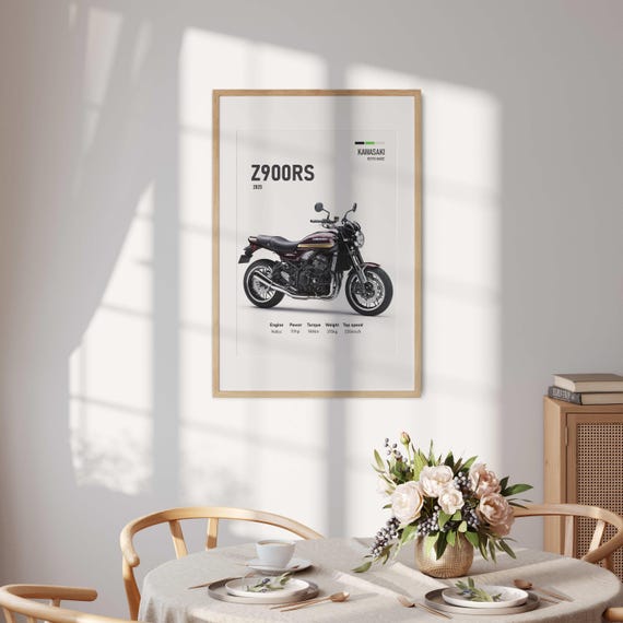 カワサキ Z900RS バイクウォールアートプリント - クラシックカフェ