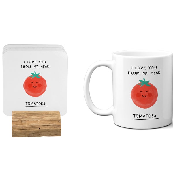 I Love You Tomatoes Funny Pun Joke Coffee Tea Mug Gift 11oz Ceramic Mug And Coaster Set Option