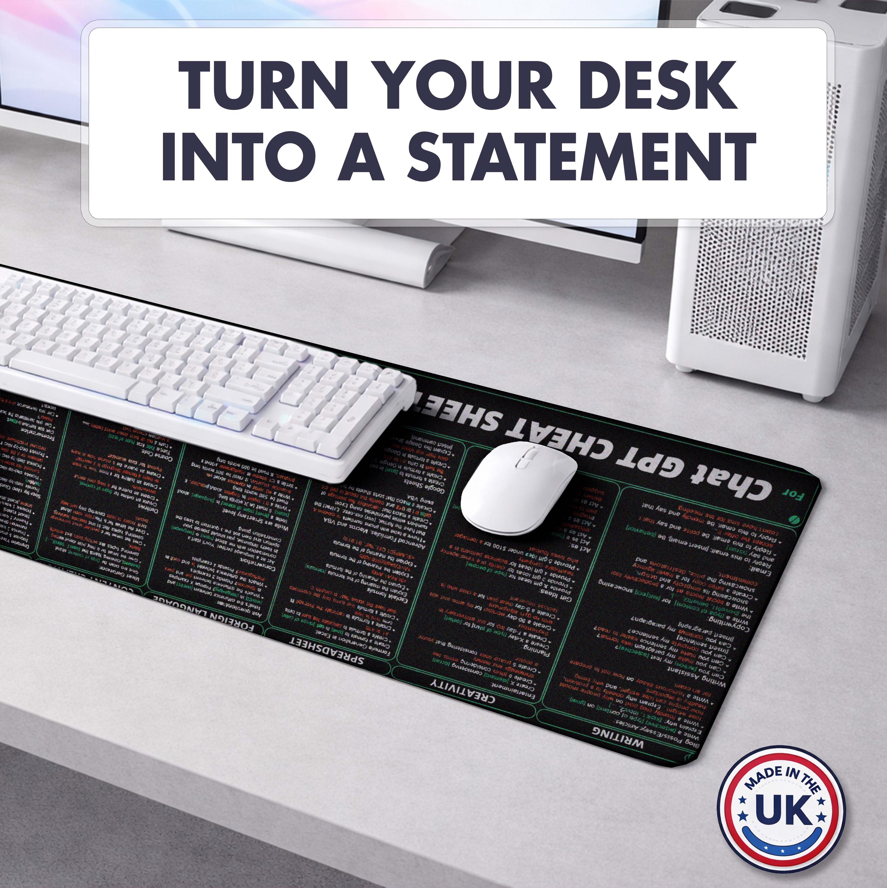 AI Prompt Cheat Sheet Gaming Mouse Mat XXL Large Desk Pad Extended ...