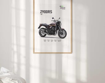 カワサキ Z900RS バイクウォールアートプリント - クラシックカフェ