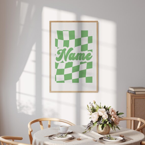 Personalised Retro Vans Checker Name Wall Art Print – Custom