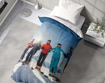 Upload Your Own Photo Personalised Customised Soft Single Size Bed Duvet Cover + Pillowcase Option Family His Her House Warming Gift