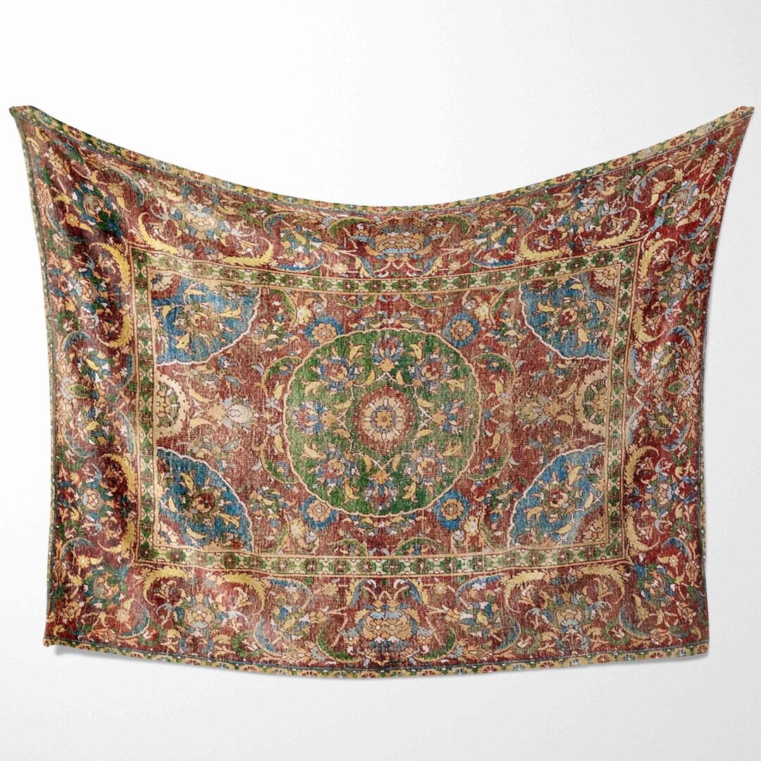 1700s Rug Patterns 17th Century Rug Blanket | Vintage Tapestry Design | Antique Pattern ...