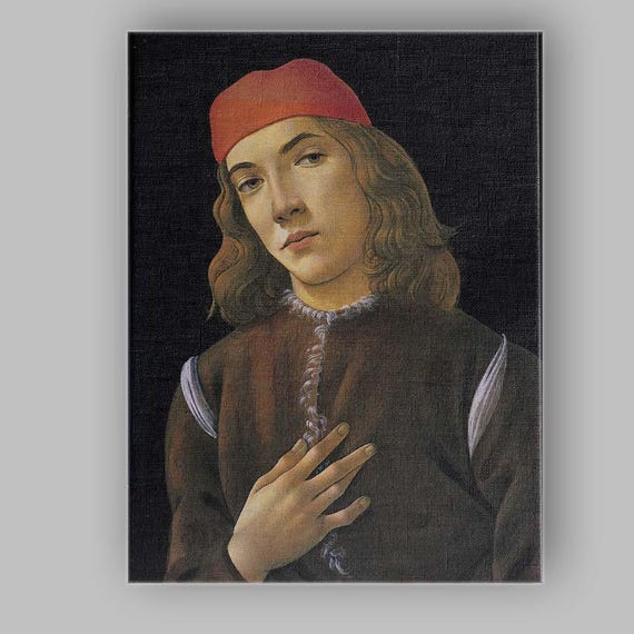 Renaissance Young Gentleman Portrait Red Cap Classical Canvas Wall Art Print Decor Picture Ready to Hang
