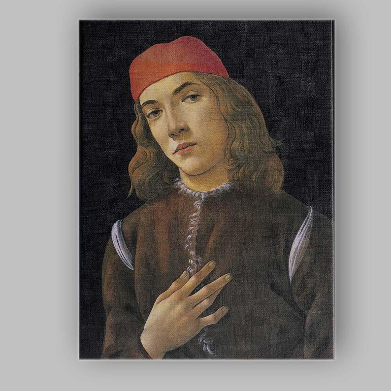 Renaissance Young Gentleman Portrait Red Cap Classical Canvas Wall Art Print Decor Picture Ready to Hang afbeelding 1