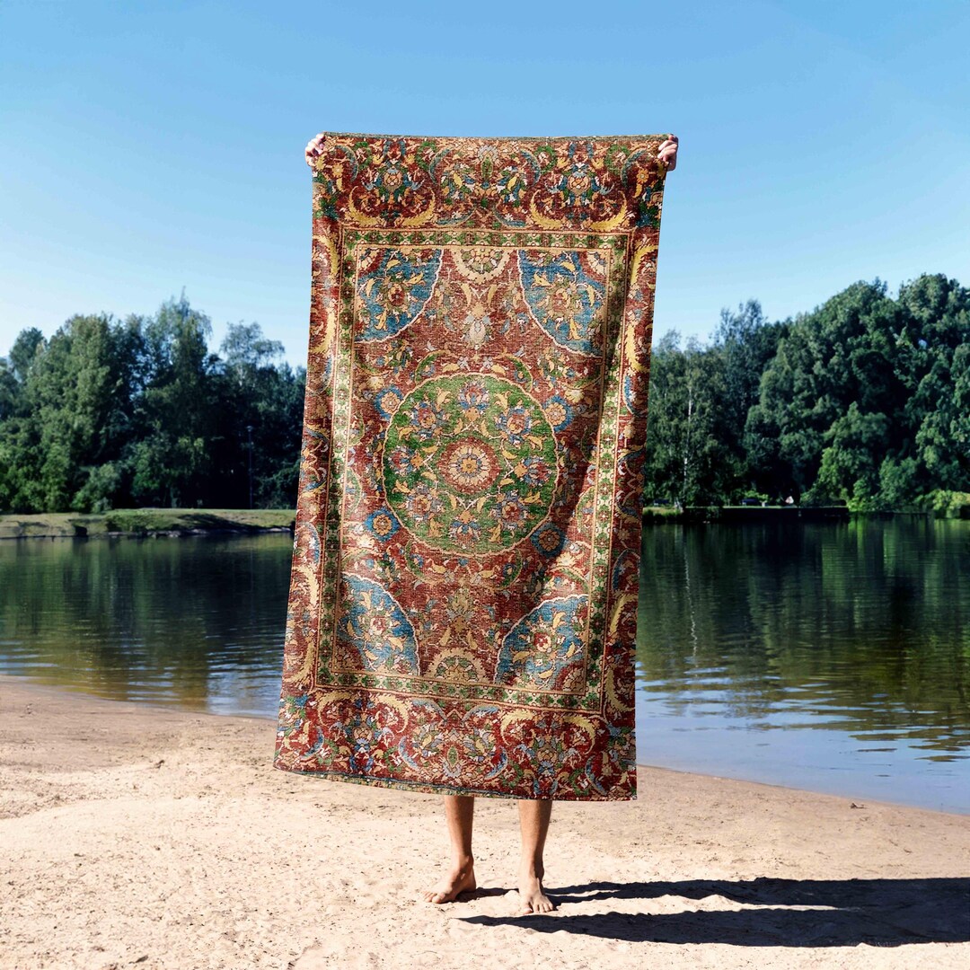 1700s Rug Patterns 17th Century Rug Towel | Vintage Rug Tapestry Design | Antique Pattern ...