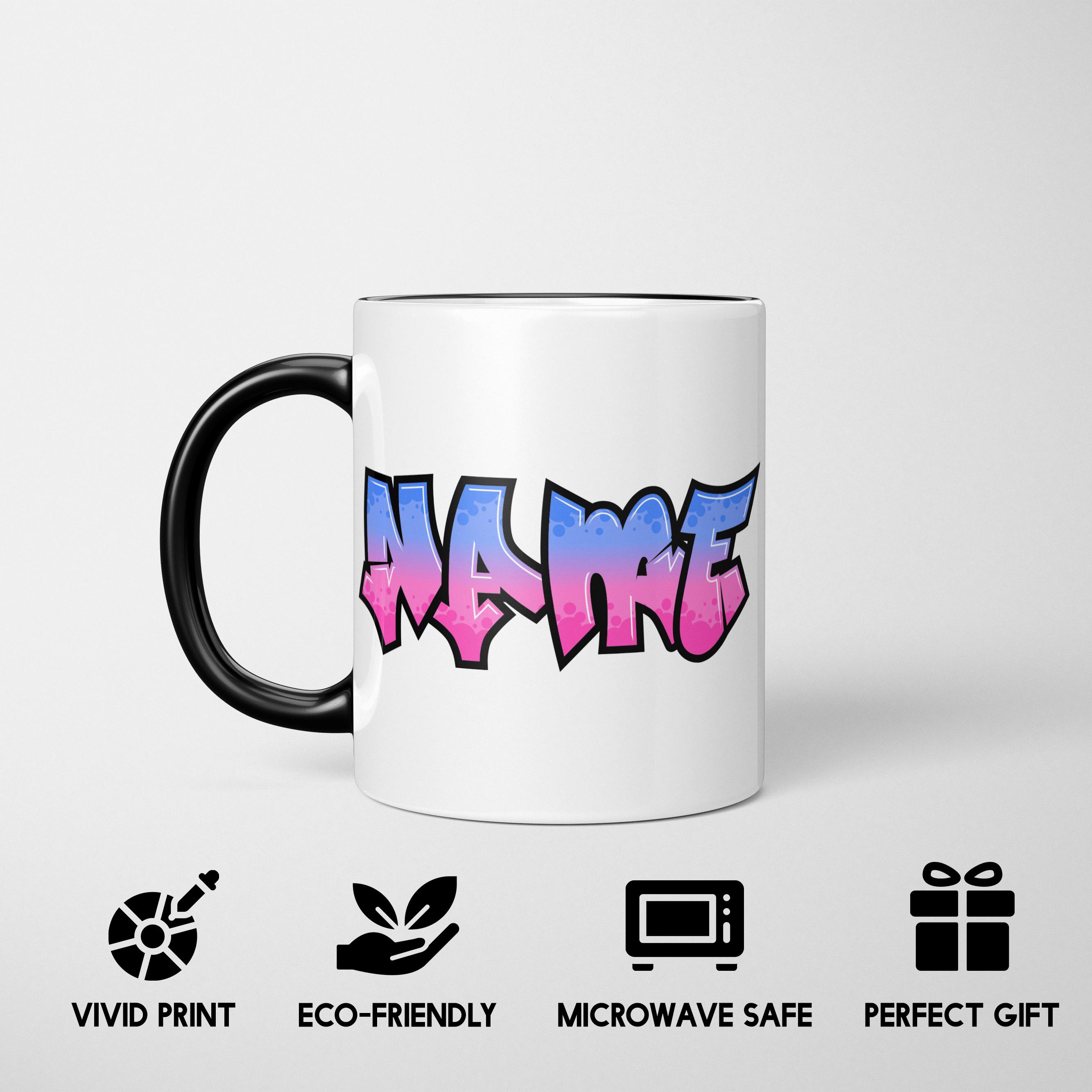Personalised Urban Graffiti Mug – Custom Name Heat Sensitive Magic