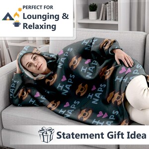 Sudadera con capucha extragrande para adultos con estampado de perezoso, manta ponible, sudadera con capucha de forro polar suave y esponjoso, jersey acogedor, lindo animal, estética relajante, regalo para amantes de las siestas imagen 4