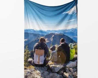 Custom Photo Blanket Soft Polar Fleece Throw Personalised Memory Blanket Upload Your Photos Choose Background Border Colour Decoration