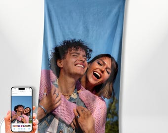 Sube tu propia foto. Toalla de baño personalizada, suave y muy absorbente para playa. Decoración para tu familia, mascota, regalo de inauguración de la casa.