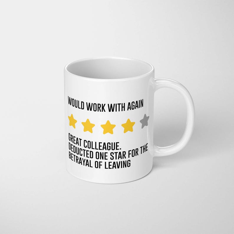 Farewell Review Mug | Funny Leaving Colleague Gift | Humour Coffee Cup for Workmates | Unique Goodbye Present | Office Tea Mug Joke Gift bild 6