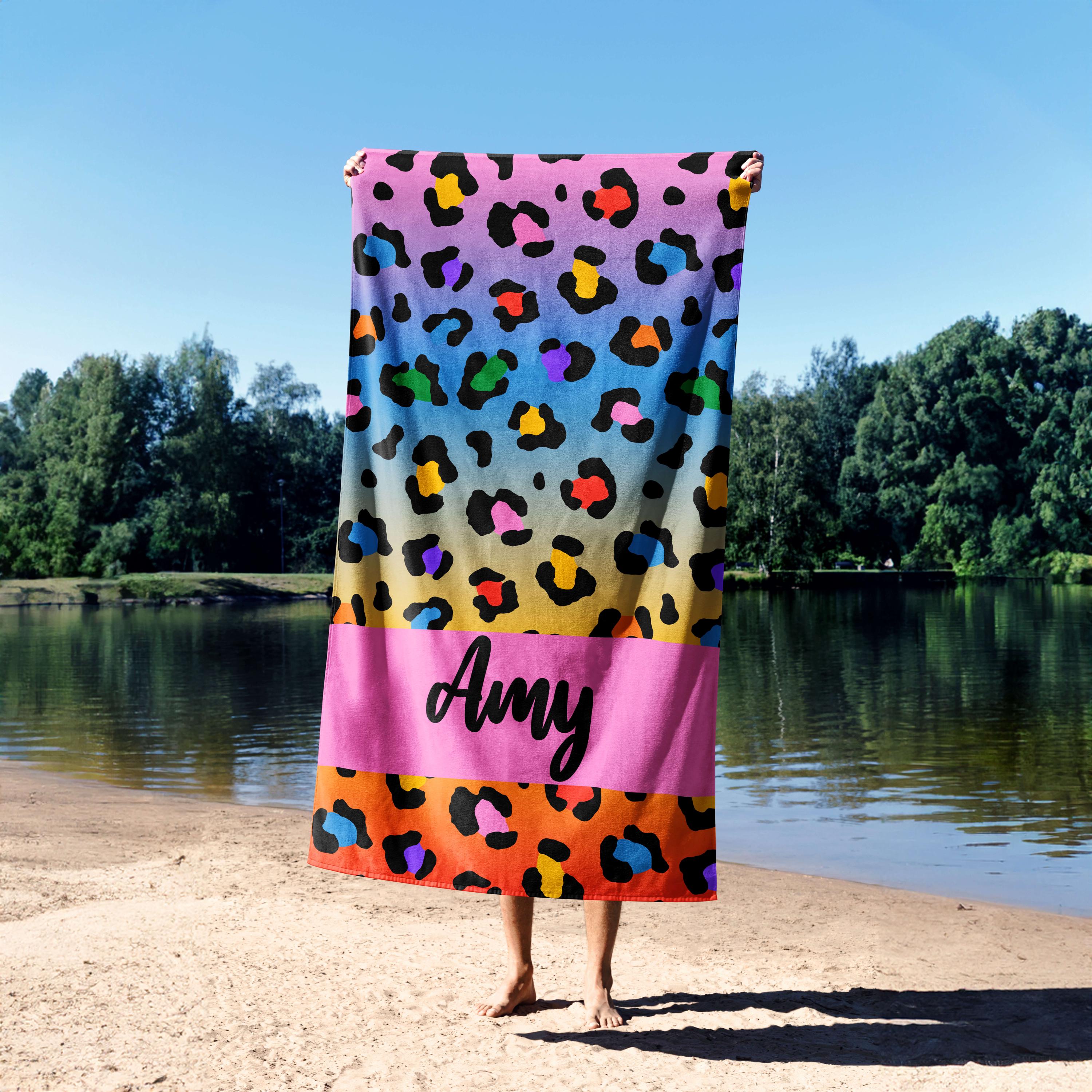 Personalised Name Leopard Print Multi Coloured Spot Soft Highly